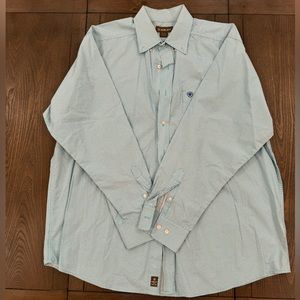 Men’s ariat long sleeve button down shirt, XL, blue